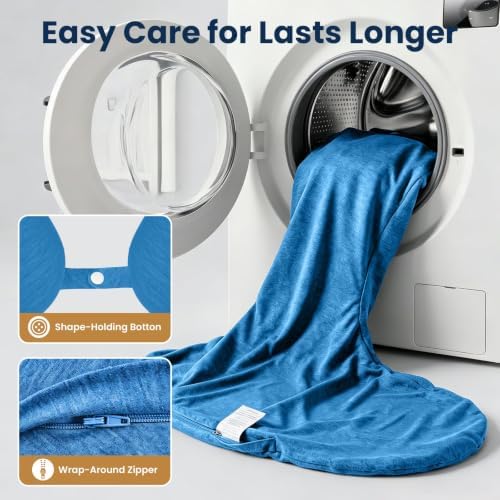 TranquilRelax C Shaped Body Pillow for Side Sleepers, Light Blue-35"*10" - Image 4