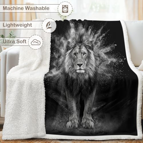 Sleepwish Lion Inches Dark Wildlife Sherpa Blanket King - Image 6
