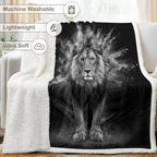 Lion Sherpa Blanket King Animal Print Throw Blanket for Men Soft Warm Cozy 60x80 Inches Dark Wildlife Design Living Room Bedroom Decor Luxury Gift for Birthday Housewarming Anniversary - Image 6