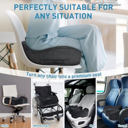 BlissTrends Extra Thick Seat Cushion for Office Chair & Car Seat, Grey - Image 5