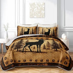 HOSIMA Rustic Deer Bedding Twin,Vintage Brown Quilt with 2 Pillowcases. by HOSIMA