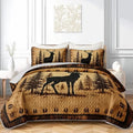 HOSIMA Rustic Deer Bedding Full,Vintage Brown Quilt with 2 Pillowcases. by HOSIMA