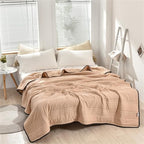 Summer Cooling Comforter, Lightweight Breathable Quilt, Double-Sided Cool Touch Fabric, Year-Round Use(Camel,79x90in) by Unknown