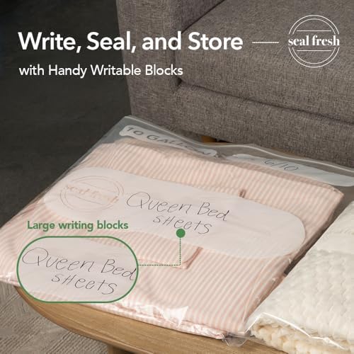 Seal Fresh 10 Gallon Large Plastic Storage Bags - 24 x 24 Inch (30 Count) - Reusable Write-On XXL Extra Large Big Oversized Clear Jumbo Zip Top Bags with Sealable Zipper for Clothes, Travel, Moving - Image 4