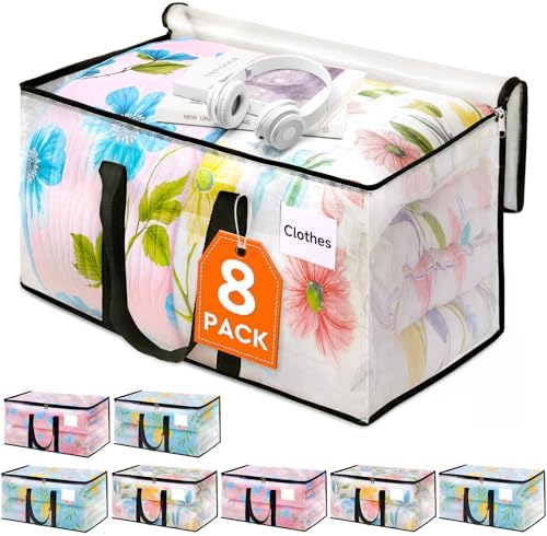 HomeHacks Moving Bags, Heavy Duty Storage Bags for Clothes, 8 Pack 93L by HomeHacks