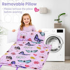 Viviland Toddler Nap Mat with Pillow and Minky Dot Blanket, Butterfly - Image 6