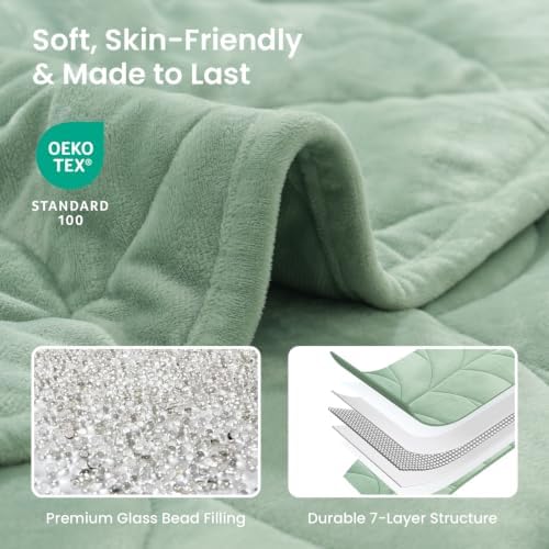 Drewin Leaf-Shaped Weighted Lap Blanket for Adults 7lbs,41"x53" Sage Green - Image 4