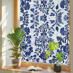 Blue Spring Floral Window Privacy Film Rainbow Static Cling Stain Glass Window Film for Glass Door, Decorative Heat Blocking Sunroof Decal Sticker for Car 35.4"x78.7" Summer Botanical Farmhouse - Image 3