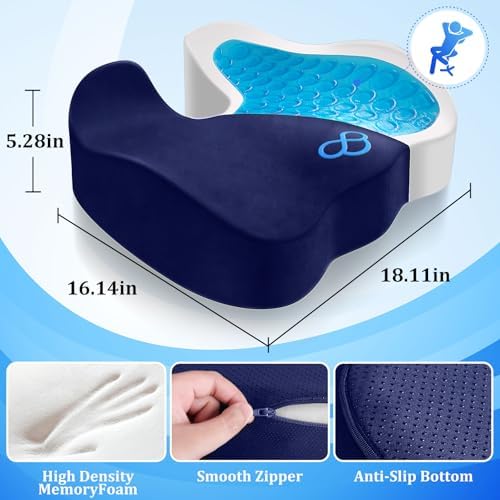 CushyOasis Seat Cushion, Office Chair Cushions, 5.28 in Thick (Blue) - Image 5
