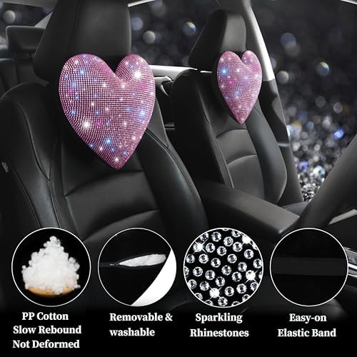 Bling Head Rest Pillows for Car, Pink, 2 Pieces - Image 2