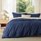 Bedsure Duvet Cover King Size, 3Pcs Double Brushed Bedding Set, Navy Blue by BEDSURE
