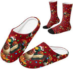 Jeiento Winter Fuzzy Slipper and Crew Socks for Women,Adult Slip-on Close Toe House Slipper,Flat Comfort home Slides by Jeiento
