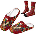 Jeiento Winter Fuzzy Slipper and Crew Socks for Women,Adult Slip-on Close Toe House Slipper,Flat Comfort home Slides by Jeiento