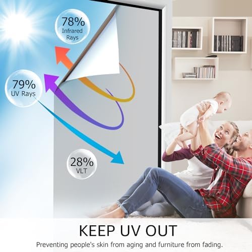 HIDBEA One Way Privacy Window Film, Silver, 35.4 x 78.7 Inch - Image 2