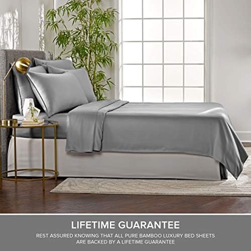 Pure Bamboo Twin XL Sheets, Genuine 100% Organic Viscose Derived from Bamboo Bed Sheet Set, Luxuriously Soft & Cooling, Double Stitching, 2 Year Quality Promise (Twin XL, Stone Grey) - Image 4