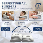 Ergonomic Cervical Neck Pillow for Neck Pain Relief, Side Sleeper Pillow, Orthopedic Pillow, Sleep Apnea Pillow, Cooling Cervical Neck Pillow, Butterfly Contour Pillow with Silk Cover & Travel Bag - Image 3
