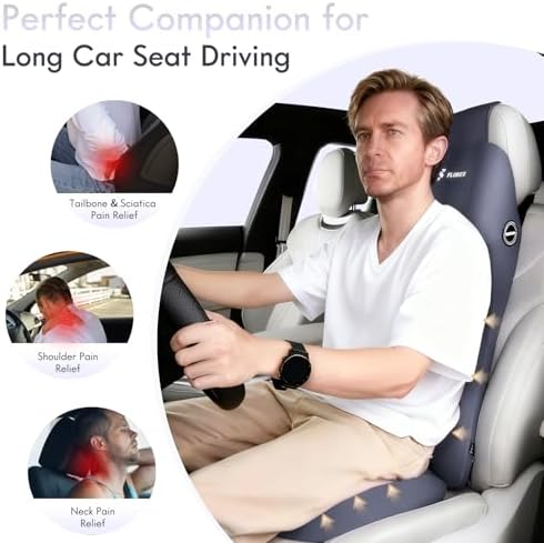 FLORICH Ergonomic Car Seat Cushion and 2-in-1 Lumbar Support Pillow Headrest Memory Foam Car Cushion Back Support Neck Pillow Driving Lumbar Seat Cushion for Truck Driver Sciatica Pain Relief, Blue - Image 5