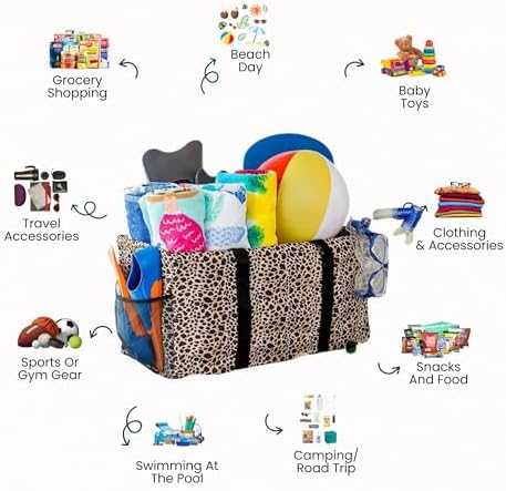 Extra Large Utility Tote Bag - Oversized Collapsible Beach Bag - Leopard - Image 3