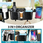 Car Back Seat Organizer with 2 Cup Holders & Tablet Holder, Adjustable Headrest Storage Box with Hook, Fits 5-13 Inch Tablets & Phones, Car Back Seat Organizer for SUV Truck Travel Accessories - Image 7