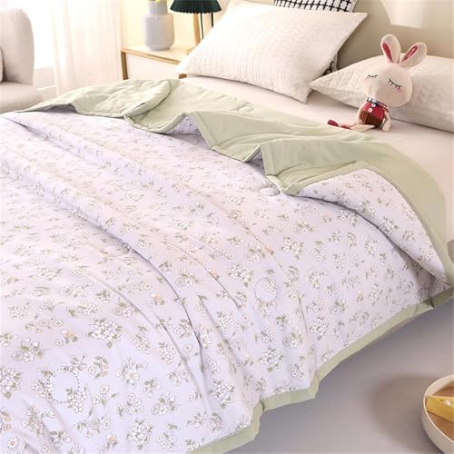 Coverless Duvet Single Double King Size, Reversible Summer Quilted Duvet Cosy and Lightweight Quilt Breathable Bedspreads Quilted Throw for Beds,Green,180 * 200cm - Image 3