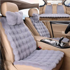 Luxury Thickened Plush Car Seat Cushion Set,Soft Fluffy Protector Warm Faux Rabbit Fur Non-Slip Front and Back Seat Covers (Gray,9pcs) by EDVKLNG