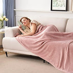 SOCHOW Flannel Fleece Blanket Queen Size, Dusty Pink, 90x90 inches - Image 2