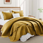 IR Imperial Rooms California King Quilt Bedspread Ochre Leaf 8-Pack - Image 2