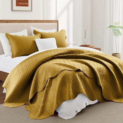 IR Imperial Rooms California King Quilt Bedspread Ochre Leaf 8-Pack - Image 2
