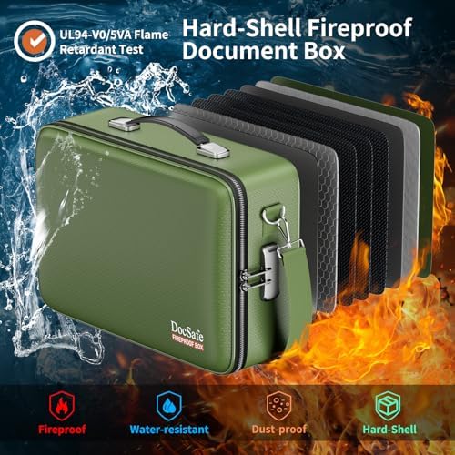 DocSafe Fireproof Document Box Hard Case with Lock ＆ Accordion File Folder - Image 2