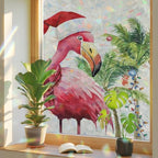 Christmas Flamingos Window Privacy Film Rainbow Static Cling Stain Glass Window Film for Glass Door, Decorative Heat Blocking Sunroof Decal Sticker for Car Home 35.4"x78.7" Xmas Balls Tree Rustic - Image 3
