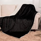 NANPIPER Fleece Blanket Sherpa Throw,Soft Fuzzy Twin Blankets for Couch,Black 60"x80" - Image 2