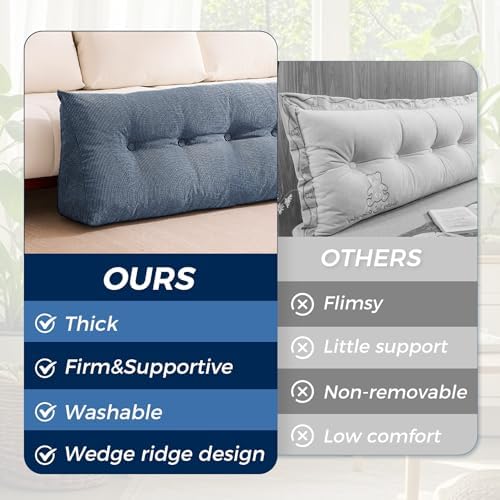 IASEAHK Headboard Pillow Twin, Wedge Pillow Headboard, Navy Blue - Image 4