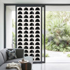 Window Privacy Film Frosted, Black Boho Non-Adhesive Static Cling Window Tint, Middle Century Geometric Abstract Art Insulated Windows Frosted Films for Living Room, 35.4 x 78.7 Inches - Image 2