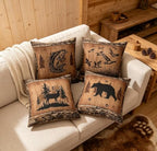 Feelyou Bear Throw Pillow Covers 20"x20" Set of 4 Soft Rustic Deer Cushion Case Fish Decor Pillowcase Mallard Duck Black Brown Indoor Outdoor - Image 6