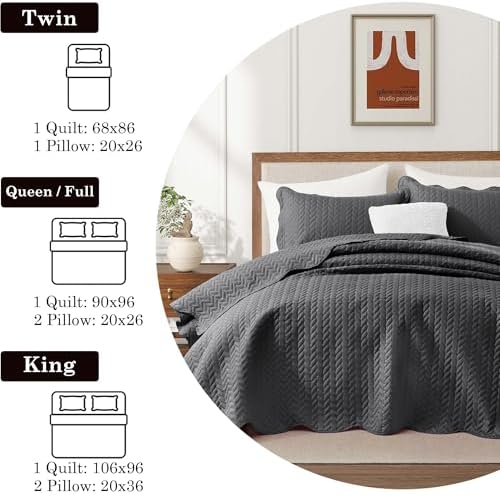 IR Imperial Rooms Queen Quilt Charcoal Leaf 10 Pack for Hotel Guest Room - Image 5