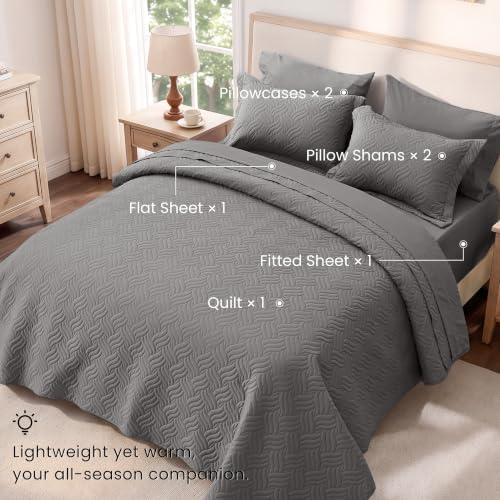 Love's cabin Quilts for Queen Bedspreads, 7 Pieces Bed in a Bag, Grey - Image 2