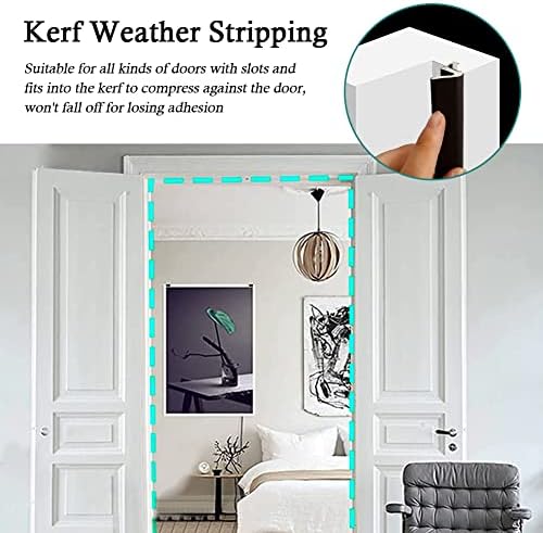 LSGCQ Kerf Weather Stripping for Door Seal Strip, 40 Ft, Black - Image 6