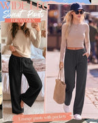3 Pack Women's Wide Leg Baggy Sweatpants with Pockets - Image 2