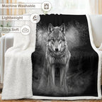 Wolf Sherpa Blanket Lone Wolf Animal Print Throw Blanket for Men Soft Warm Cozy 50x60 Inches Dark Wildlife Design Bedroom Gamer Room Decor Gift for Birthday Housewarming Anniversary - Image 6