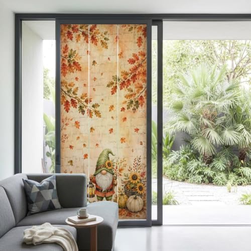 Window Privacy Film Frosted, Thanksgiving Gnomes Non-Adhesive Static Cling Window Tint, Fall Orange Pumpkin Maple Leaves Insulated Windows Frosted Films for Living Room, 35.4 x 78.7 Inches - Image 2