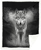 Wolf Sherpa Blanket Lone Wolf Animal Print Throw Blanket for Men Soft Warm Cozy 50x60 Inches Dark Wildlife Design Bedroom Gamer Room Decor Gift for Birthday Housewarming Anniversary by Sleepwish