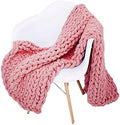 Chunky Knit Throw Blanket Chenille Yarn Soft Cozy Bulky Knitted Blanket for Sofa Bed Chair Large Hand Made Boho Home Decor Blush 32x32 by Unknown
