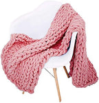 Chunky Knit Throw Blanket Chenille Yarn Soft Cozy Bulky Knitted Blanket for Sofa Bed Chair Large Hand Made Boho Home Decor Blush 32x32 by Unknown