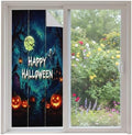 Window Privacy Film Frosted, Halloween Non-Adhesive Static Cling Window Tint, Blue Spooky Pumpkin Ghost Moonlight Castle Insulated Windows Frosted Films for Living Room, 35.4 x 78.7 Inches by Unknown