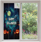 Window Privacy Film Frosted, Halloween Non-Adhesive Static Cling Window Tint, Blue Spooky Pumpkin Ghost Moonlight Castle Insulated Windows Frosted Films for Living Room, 35.4 x 78.7 Inches by Unknown