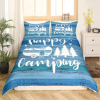Castle Fairy Happy Camping Kids Duvet Cover Twin Size,Western Farmhouse Style Bedding Set 2pcs for Kids Teens,Camper Car Painting Comforter Cover Soft Quilt Cover Bedroom Decor,Blue,No Comforter - Image 3