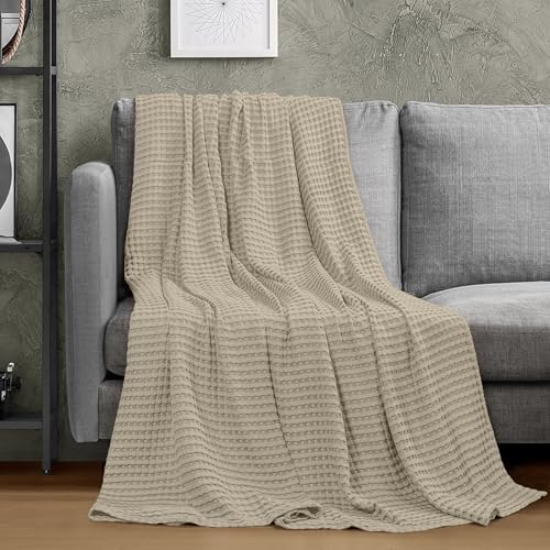 Utopia Bedding 100% Cotton Waffle Blanket Queen Size Khaki, 90x90 Inch - Image 5