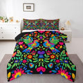 Erosebridal Vintage Boho Floral King Bedding Set, Mexican Talavera Tiles Comforter Set for Kids Girls Boys, Bohemian Wild Flowers Bed Sets, Watercolor Flowers Teen Adults Room Decor by Erosebridal