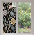Window Privacy Film Frosted, Vintage Garden Flower Non-Adhesive Static Cling Window Tint, Rustic Floral Leaf Pastoral Black Insulated Windows Frosted Films for Living Room, 35.4 x 78.7 Inches by Unknown