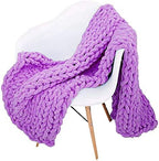 Chunky Knit Throw Blanket Chenille Yarn Soft Cozy Bulky Knitted Blanket for Sofa Bed Chair Large Hand Made Boho Home Decor Lilac 40x40 by Unknown